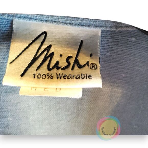 Mishi Vintage 100% Linen Blazer Blue Medium USA Made - Picture 3 of 11